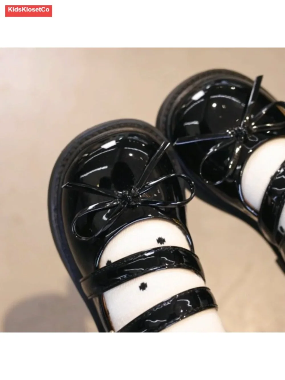 Girls Mary Jane Dress Shoes Bow Buckle Strap Faux Leather Flats